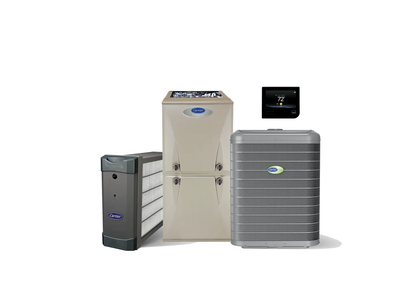 A group of different types of air conditioners.